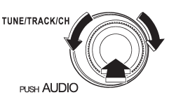 Each brief press of the “TUNE/TRACK/ CH” dial changes the control modes in the